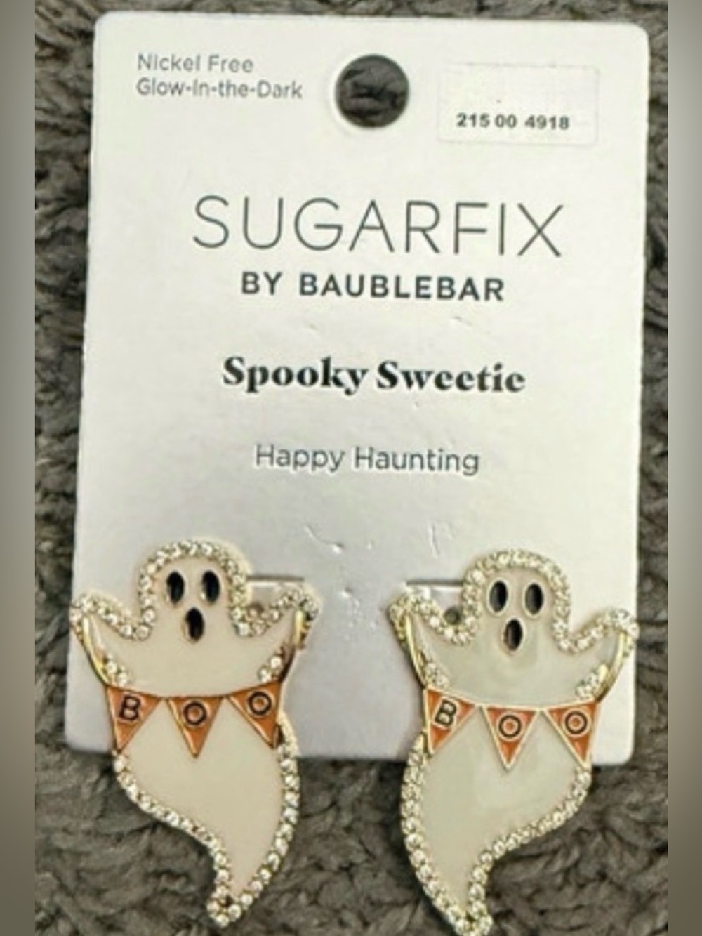 BAUBLEBAR Halloween Sparkling Crystal-Lined Scary Creepy Ghost Earrings NEW NWT